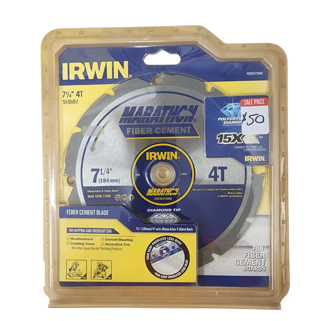SAW BLADE IRWIN PCD F/CEMENT 184mm 4T