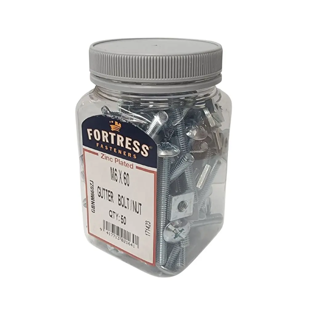 FORTRESS Gutter Bolt / Nuts M6 x 60 | Jar of 50