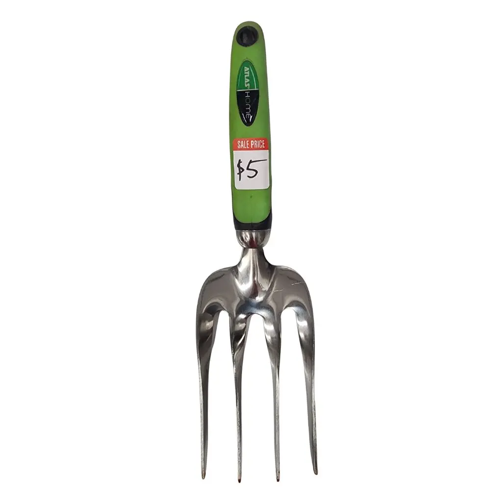 ATLAS HOME Ergo Stainless Steel Weeding Fork