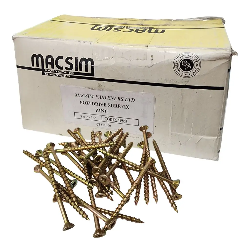 MACSIM SCREW 8G x 63 POZI SUREFAST ZINC (BOX OF 1000)