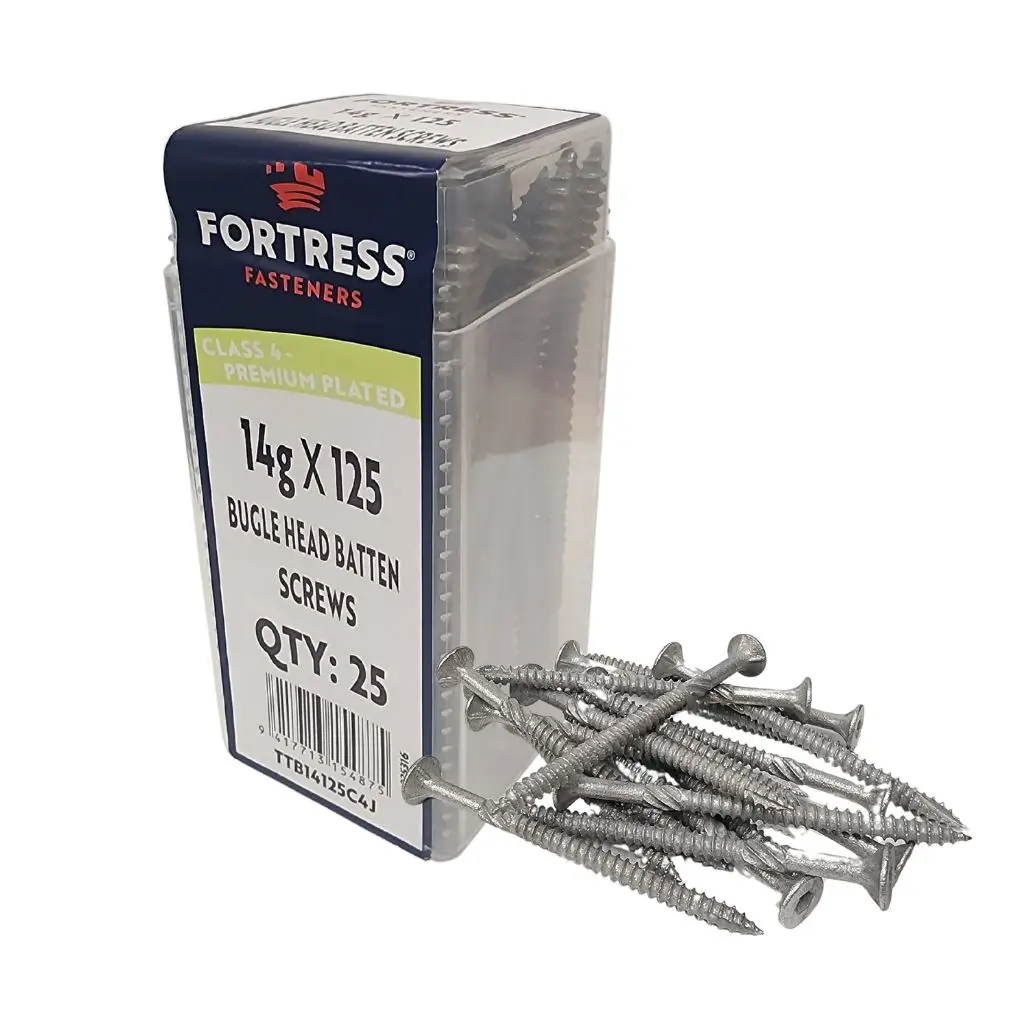 FORTRESS Batten Screw Bugle Head 14g x 125 Class 4 Galvanised (jar of 25)