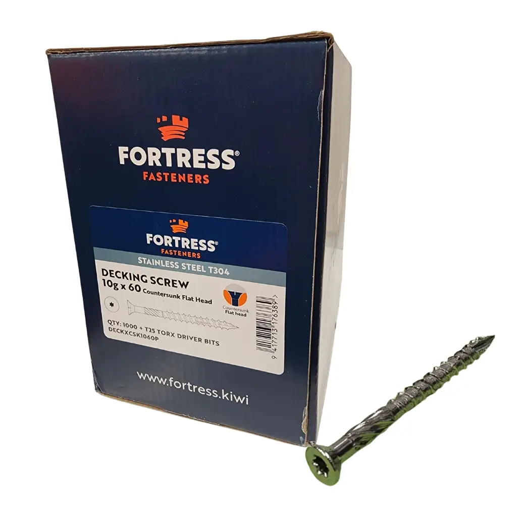FORTRESS Decking Screw 10g x 60 Countersunk Flat Head Stainless Steel (box of 1000)