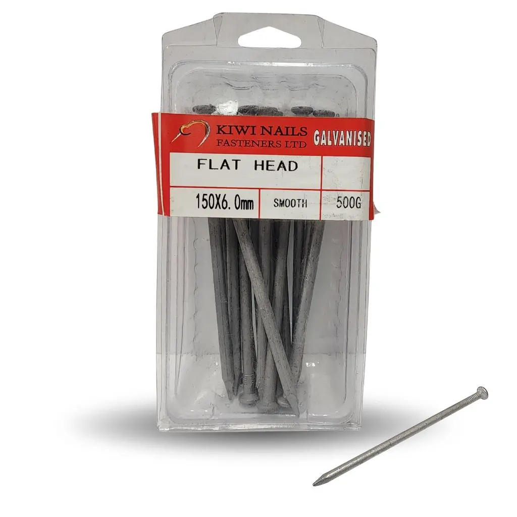NZ NAILS Flat Head Galvanised 150 x 6.00mm - 500g NAIL