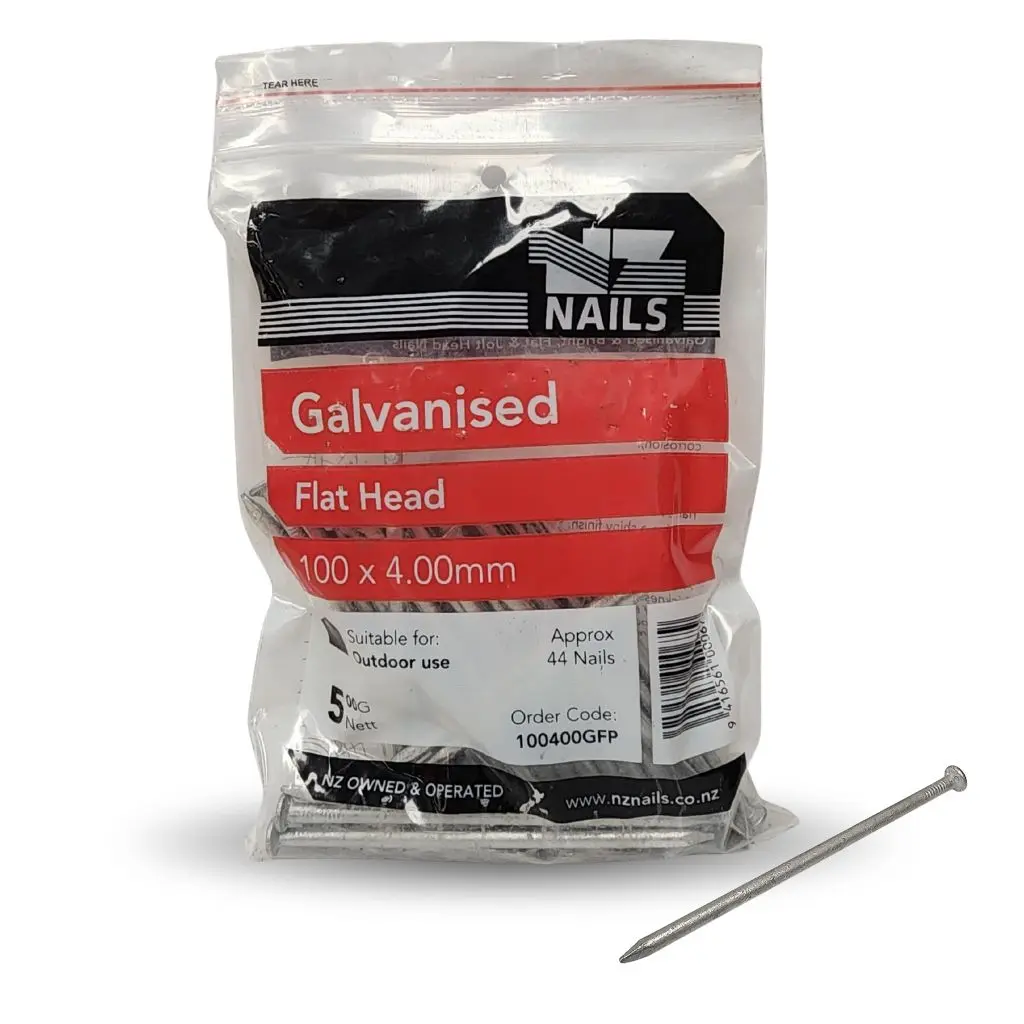 NZ NAILS Flat Head Galvanised 100 x 4.00mm - 500g