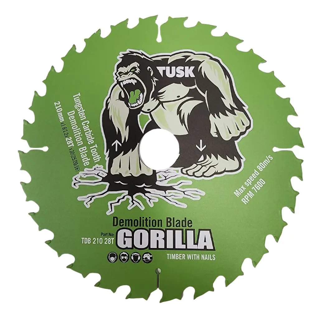 TUSK Tungsten Carbide Tooth Demolition Blade 210mm x 28 teeth x 25/20/16mm bore