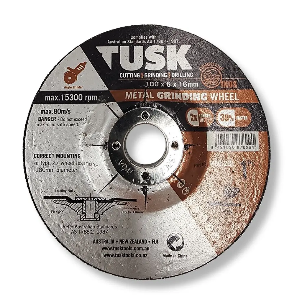 TUSK Metal Grinding Wheel 100mm x 6mm x 16mm bore