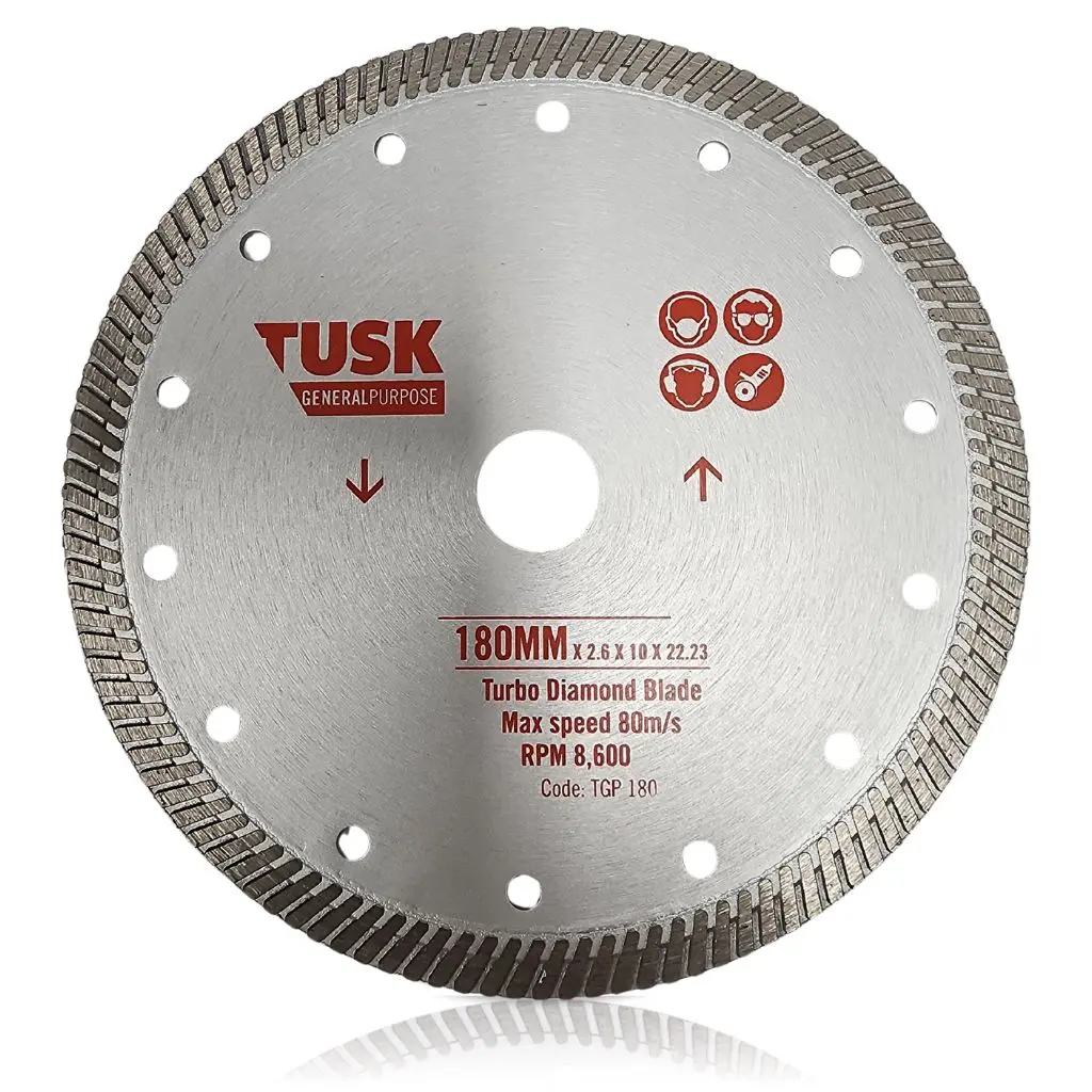 TUSK Turbo Diamond Tipped General Purpose Blade 180mm x 10 x 20/22.23 bore