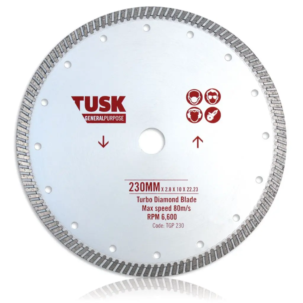 TUSK Turbo Diamond Tipped General Purpose Blade 230mm x 10 x 20/22.23 bore