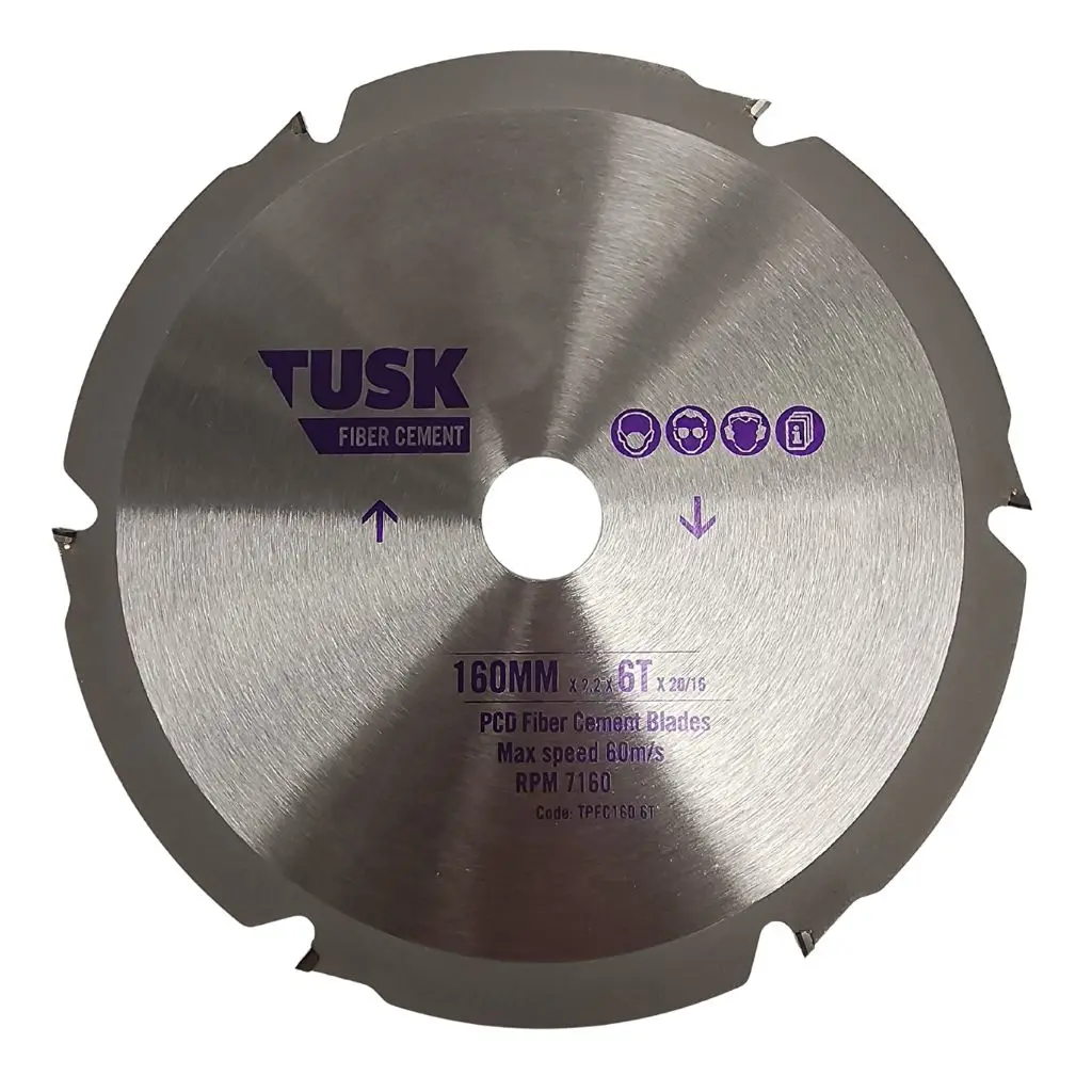 TUSK PCD Fibre Cement Blade 160mm x 6 teeth x 20/16mm bore