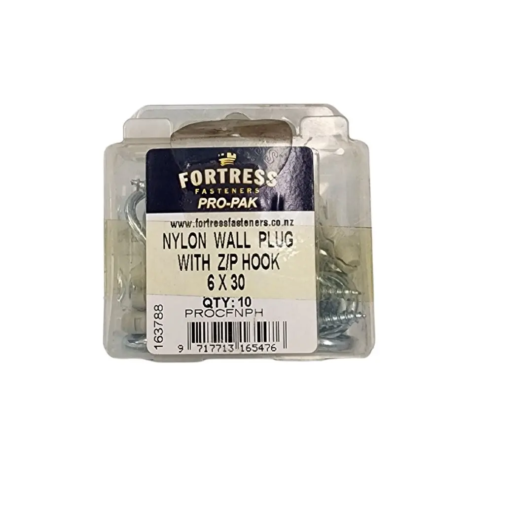FORTRESS NYLON WALL PLUG ZC HOOK 6 x 30mm(10)