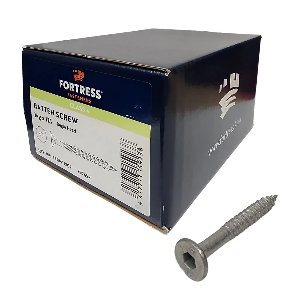 FORTRESS Batten Screw Bugle Head 14g x 125 Class 4 Galvanised (box of 100)