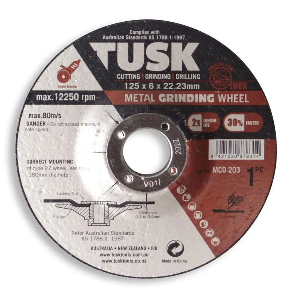 TUSK Metal Grinding Wheel | 125mm x 6mm x 22.23mm bore