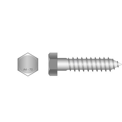 COACH SCREW M12 x 220mm STAINLESS