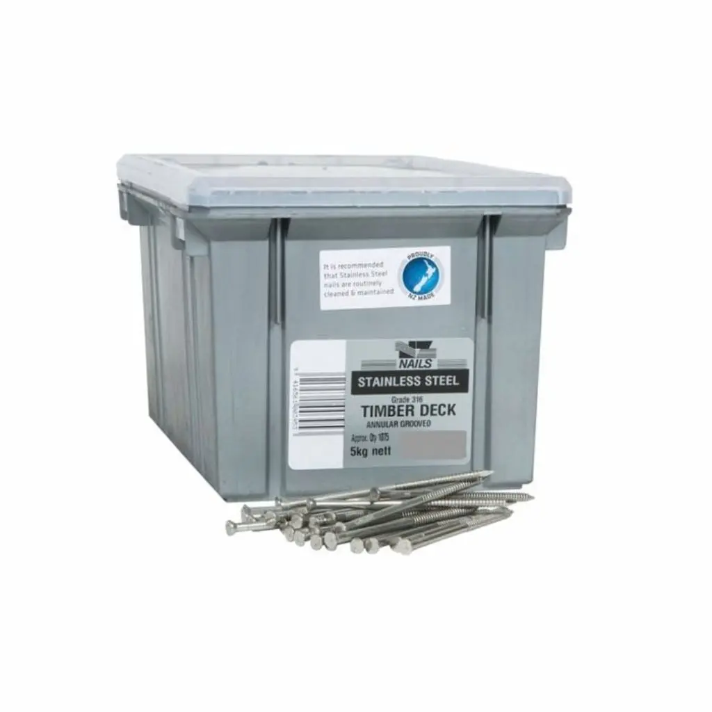 NZ NAILS Stainless Steel Angular Grooved Timber Deck 75 x 3.15mm - 5kg