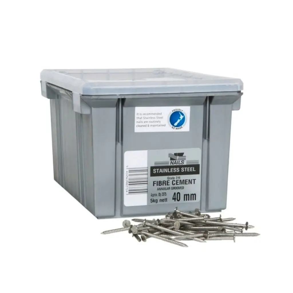 NZ NAILS Stainless Steel Fiber Cement 40 x 2.8mm - 5kg