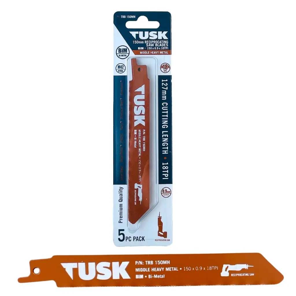 TUSK Bi-Metal Reciprocating Saw Blades for Middle Heavy Metal 150mm - (5 piece pack)