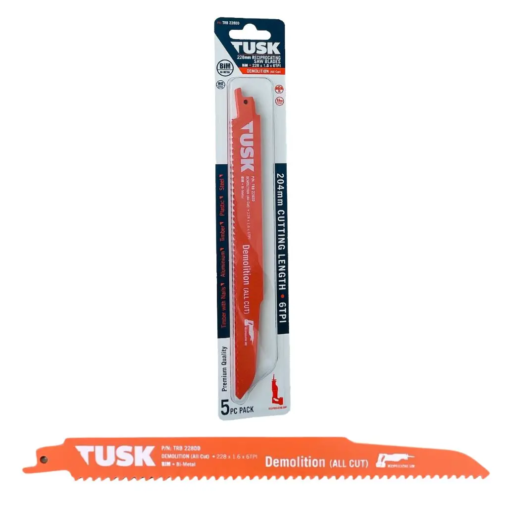 TUSK Bi-Metal Reciprocating Saw Blades for Demolition 228mm - (5 piece pack)