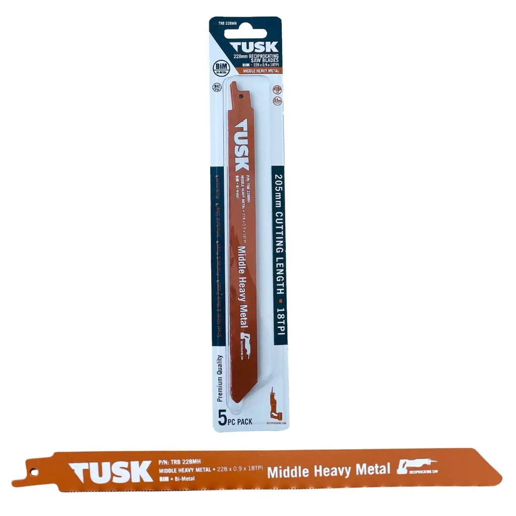 TUSK Bi-Metal Reciprocating Saw Blades for Middle Heavy Metal 228mm - (5 piece pack)