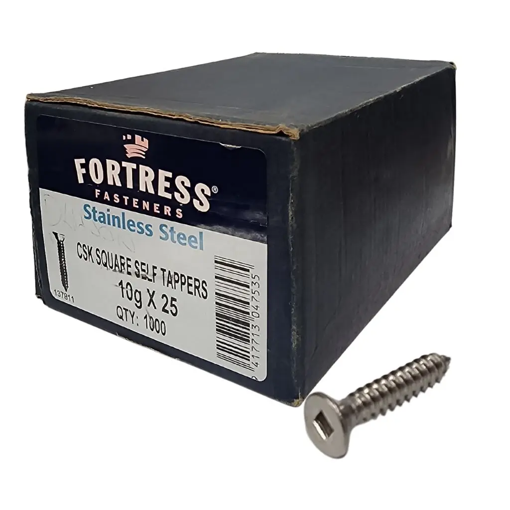 FORTRESS Self Tappers 10g x 25 Countersunk Flat Head Stainless Steel (box of 1000)