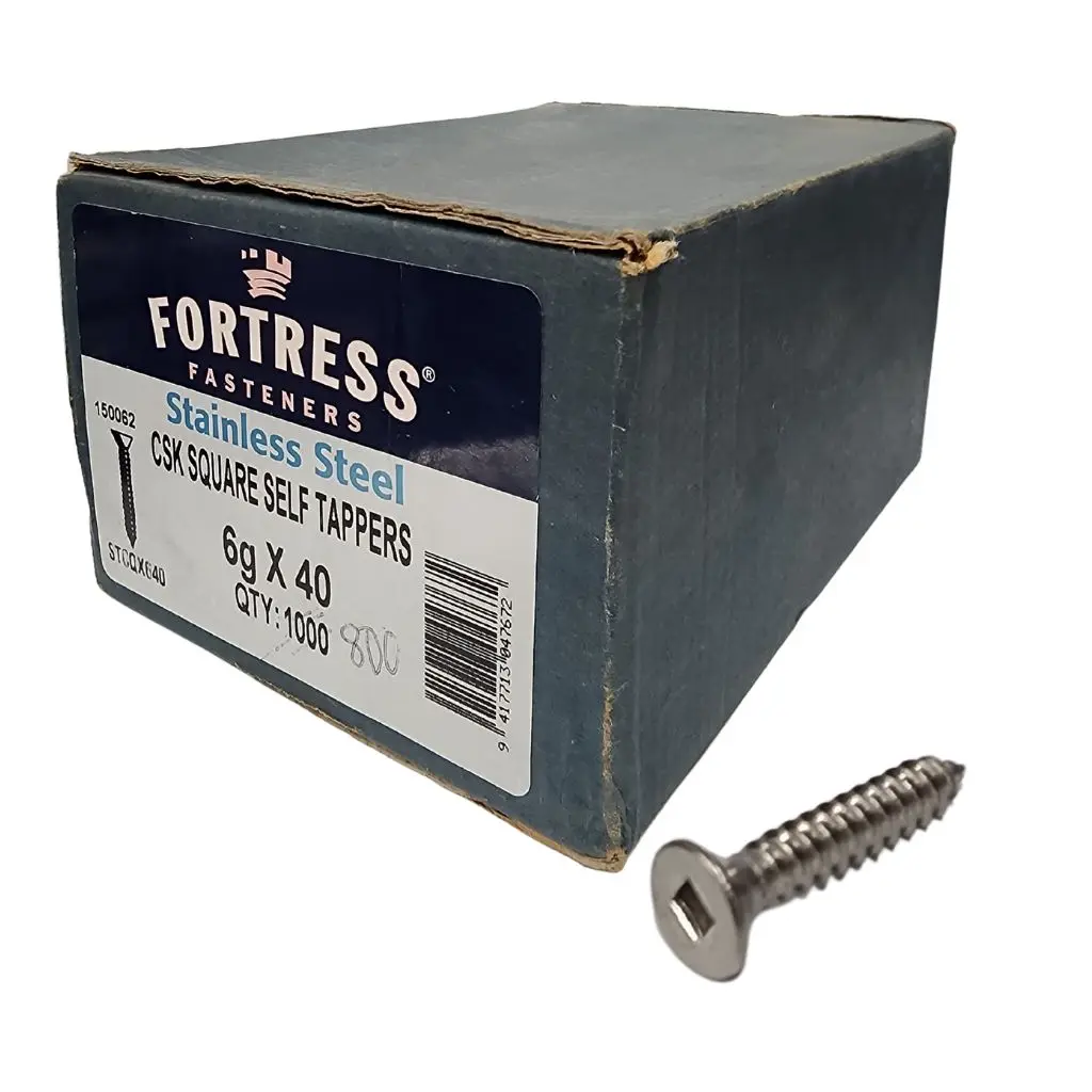 FORTRESS Self Tappers 6g x 40 Countersunk Square Stainless Steel (box of 800)