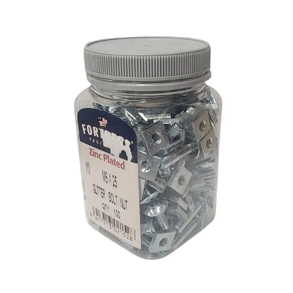 FORTRESS Gutter Bolt / Nuts M6 x 25 | Jar of 50