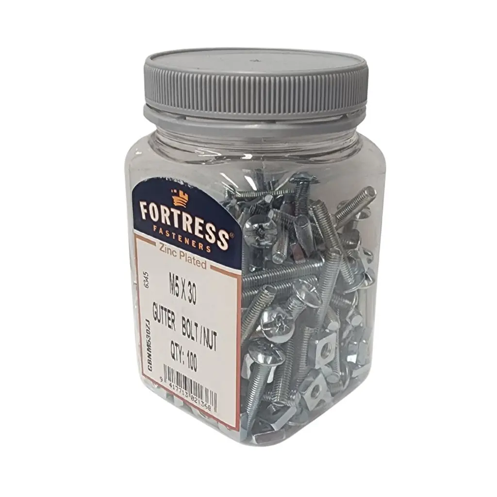 FORTRESS Gutter Bolt / Nuts M5 x 30 | Jar of 50