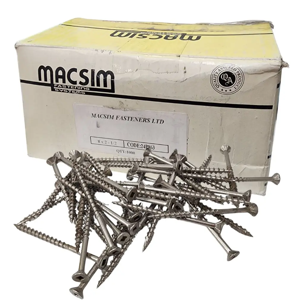 MACSIM CHIPBOARD SCREW 8 x 63 S/S (BOX OF 1000)