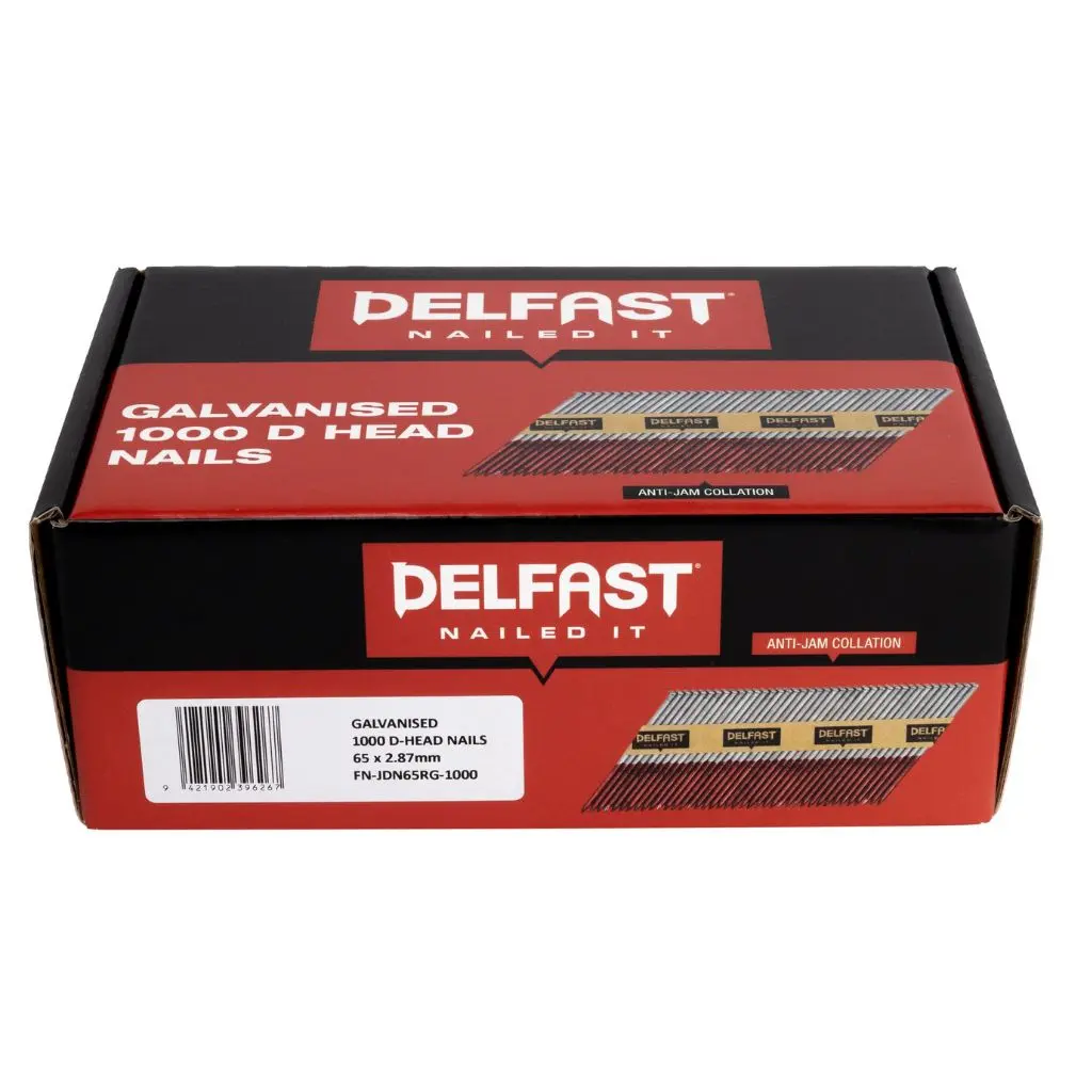 DELFAST Galvanised D Head Nails Ring Shank (box of 1000) | 65 x 2.87mm