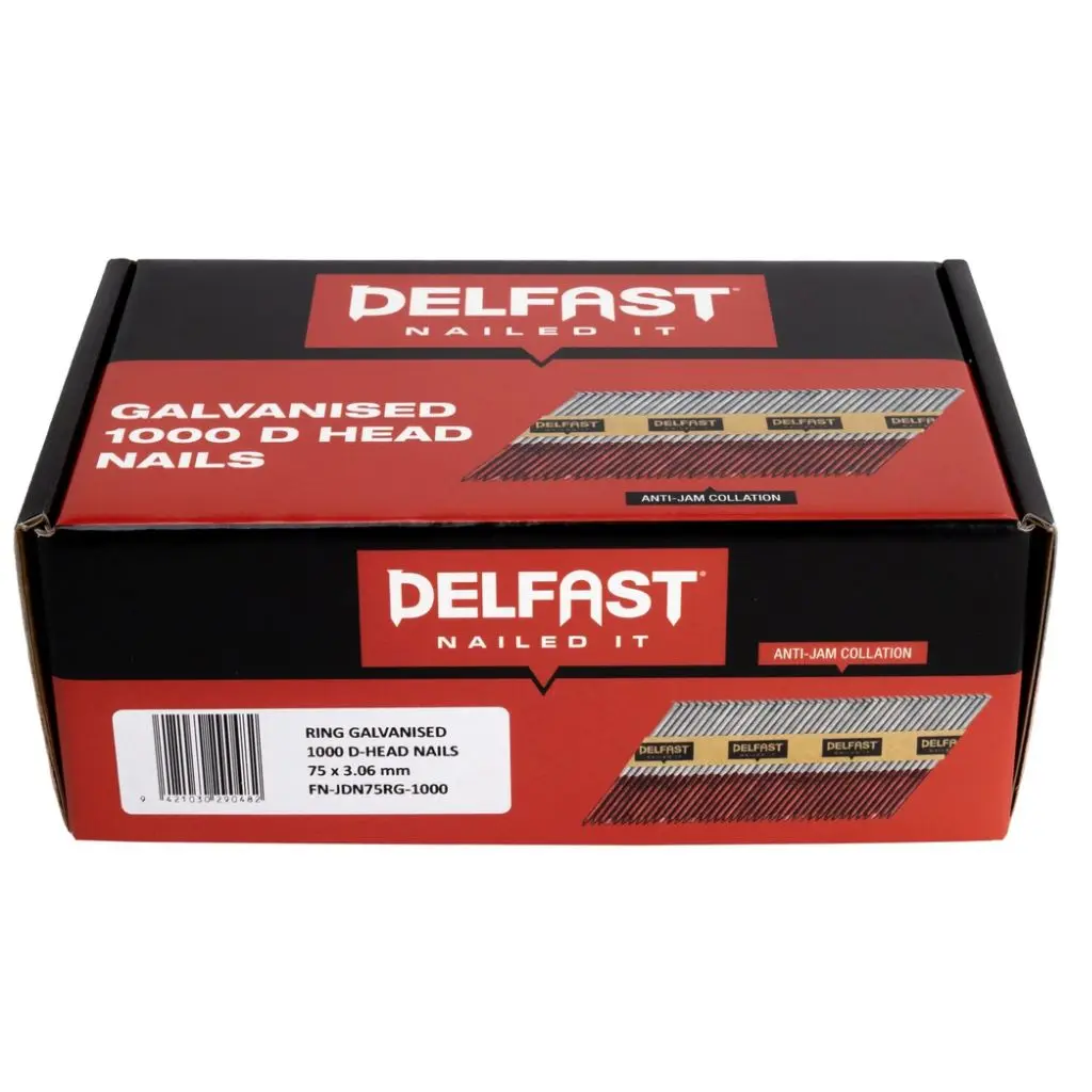 DELFAST Galvanised D Head Nails Ring Shank 75 x 3.06mm (1000)