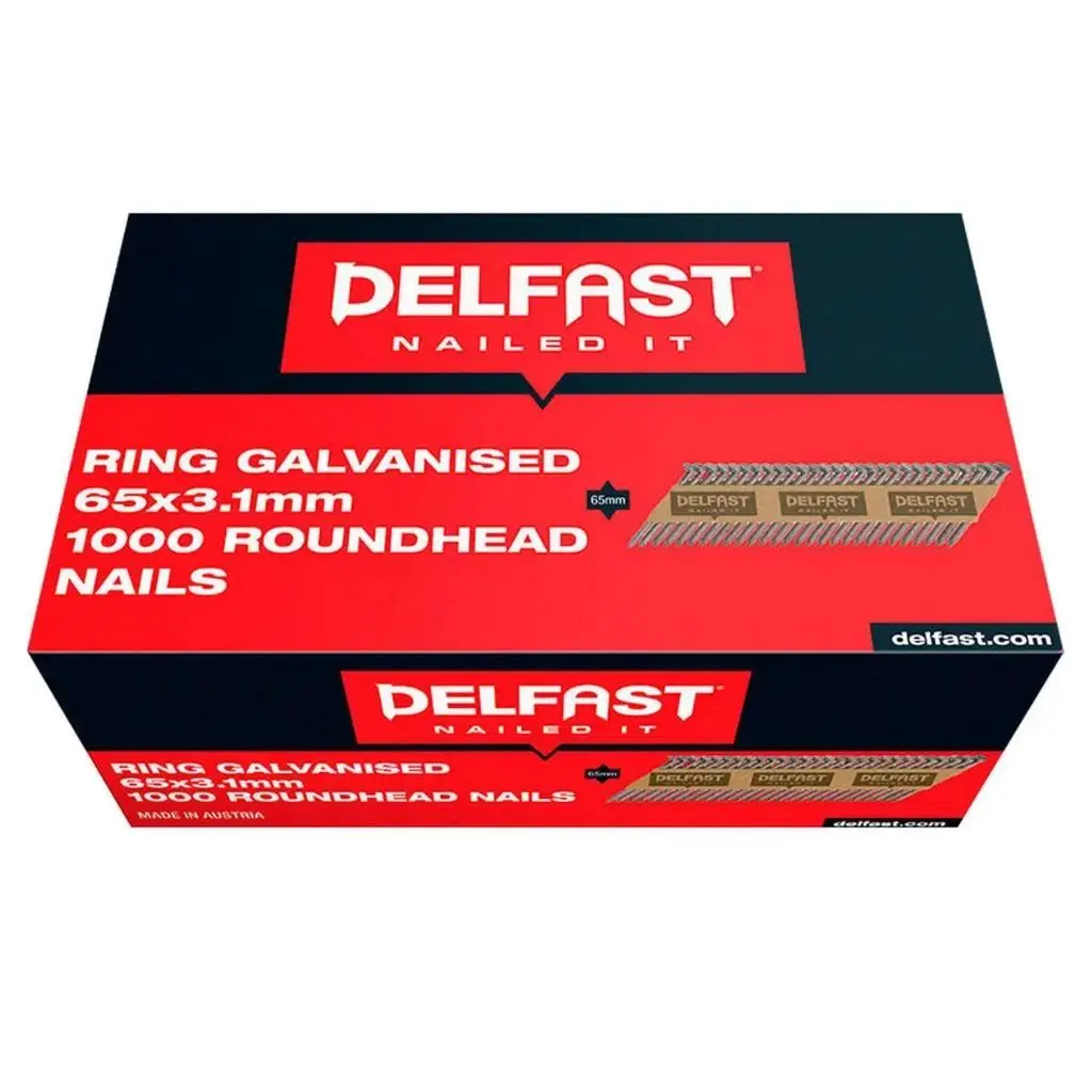 DELFAST Galvanised Roundhead Nails Ring Shank 65 x 3.1mm (1000)