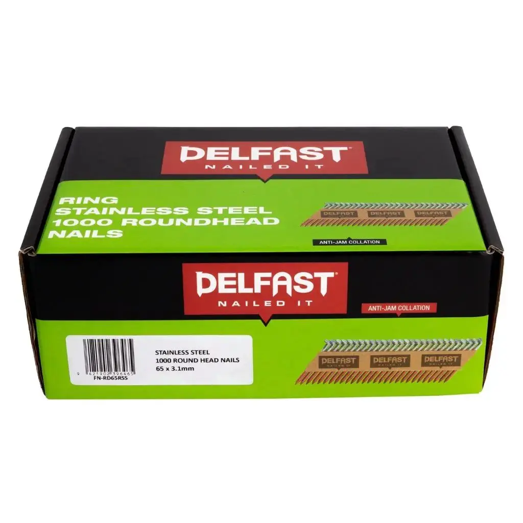 DELFAST Stainless Steel Roundhead Nails Ring Shank 65 x 3.1mm (1000)