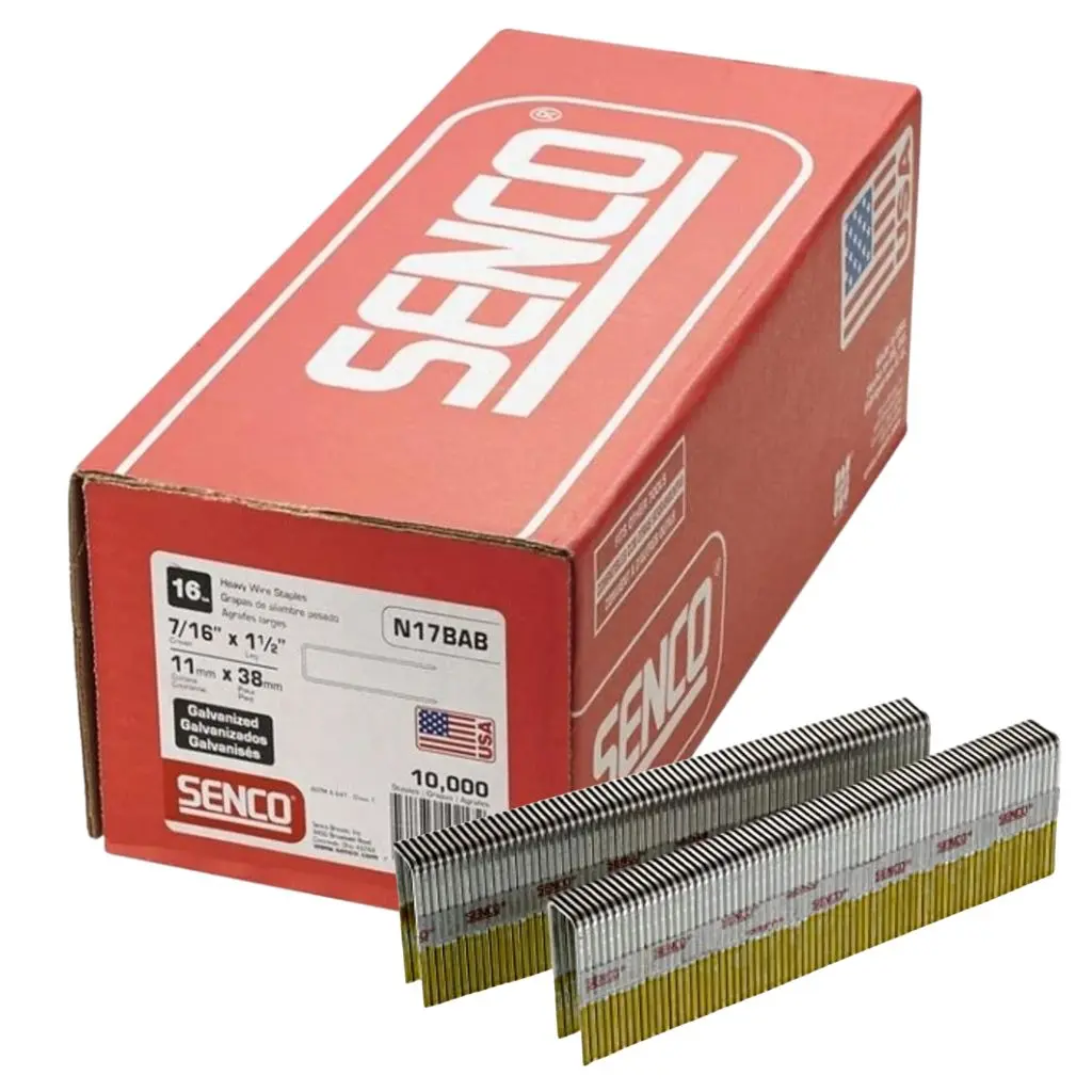 SENCO N Series Galvanised 16G  Staples | 11mm x 38mm (box of 10,000)