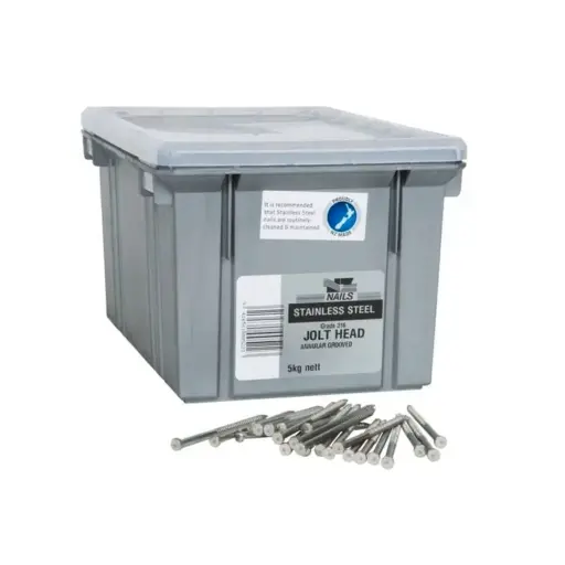 [HEN338] NZ NAILS Jolt Head Stainless Steel Angular Grooved Decking 60 x 3.15mm - 5kg NAIL