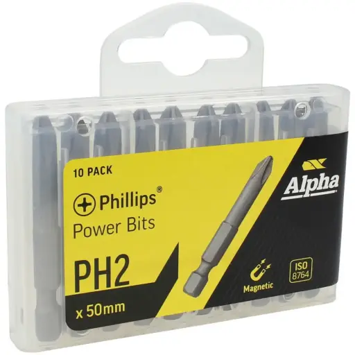 [104480] ALPHA PH #2 50mm Power Bits Handipak (10 pieces)