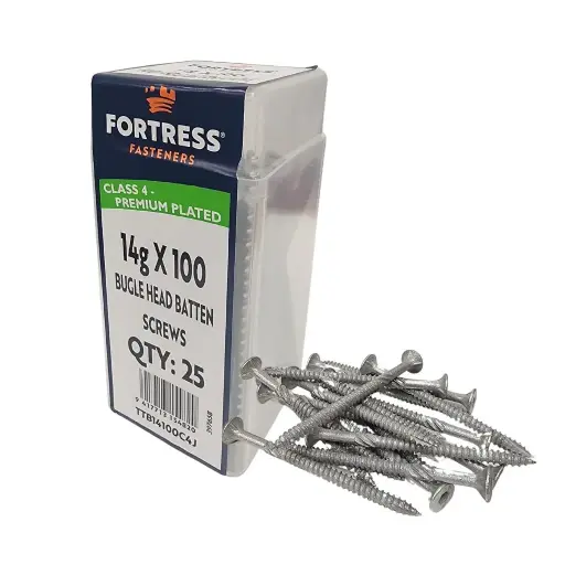 [P0070291] FORTRESS Batten Screw Bugle Head 14g x 100 Galvanised (jar of 25)