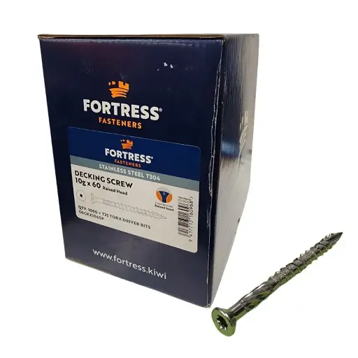 [P0103469] FORTRESS Decking Screw 10g x 60 Countersunk Raised Head Stainless Steel (box of 1000)