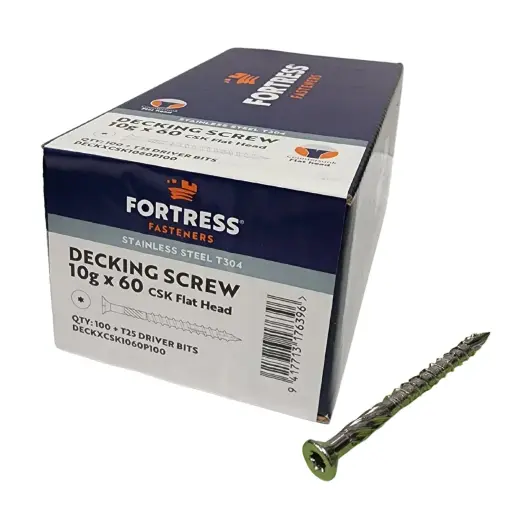 [P0103470] FORTRESS Decking Screw 10g X 60 CSK Flat Head Stainless Steel (box of 100)
