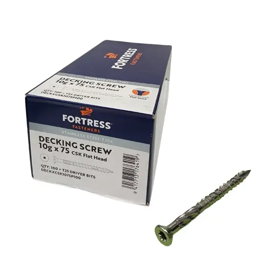 [P0103475] FORTRESS Decking Screw 10g x 75 Countersunk Flat Head Stainless Steel (box of 100)