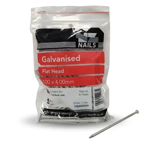 [100400GFP] NZ NAILS Flat Head Galvanised 100 x 4.00mm - 500g