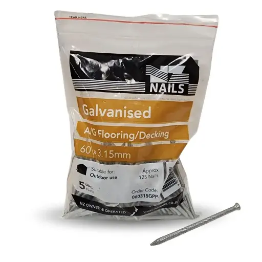 [060315GPP] NZ NAILS Flathead Galvanised Angular Grooved Flooring / Decking 60 x 3.15mm - 500g