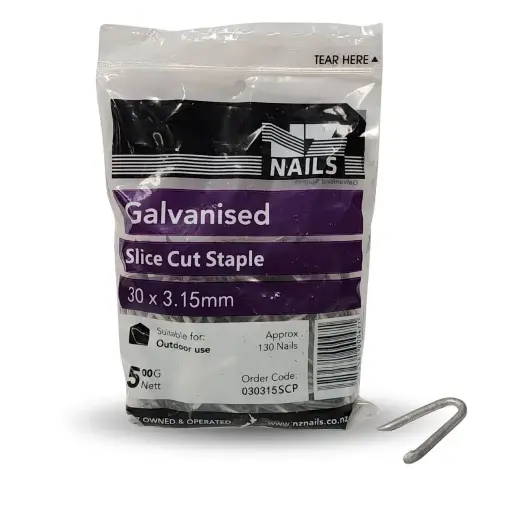 [030315SCP] NZ NAILS Slice Cut Staple Galvanised 30 x 3.15mm - 500g