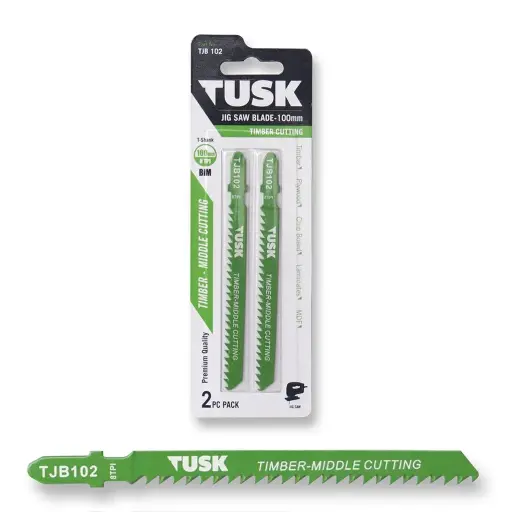 [TJB102] TUSK Jig Saw Blade for Timber 100mm x 8 TPI T-shank (2 piece pack)