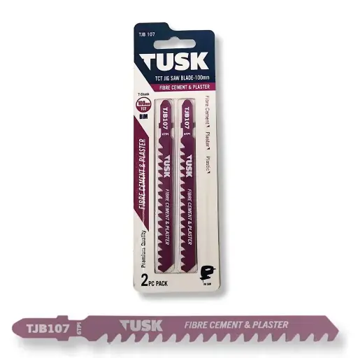 [TJB107] TUSK Jig Saw Blade for Fibre Cement + Plaster 100mm x 6TPI T-shank (2 piece pack)
