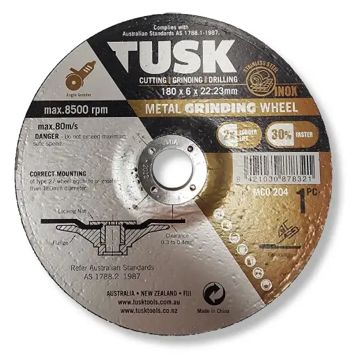[MCO204] TUSK Metal Grinding Wheel 180mm x 6mm x 22.23mm bore