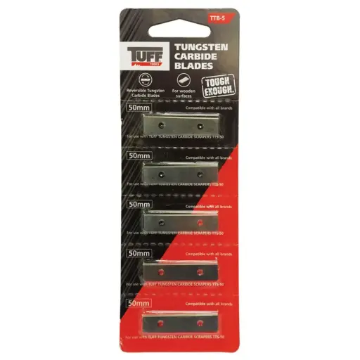 [TTB-5] TUFF Tungsten Carbide Scraper Blade 50mm - Card of 5