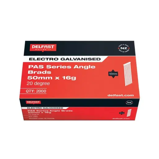[FB-PAS50A] DELFAST Galvanised PAS Series Angle Brads (box of 2000) | 50mm x 16g