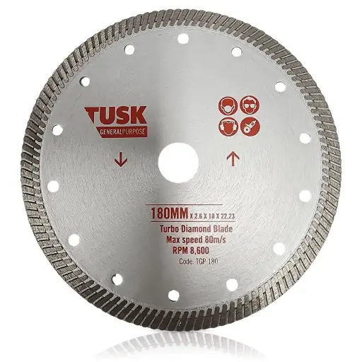 [TGP180] TUSK Turbo Diamond Tipped General Purpose Blade 180mm x 10 x 20/22.23 bore