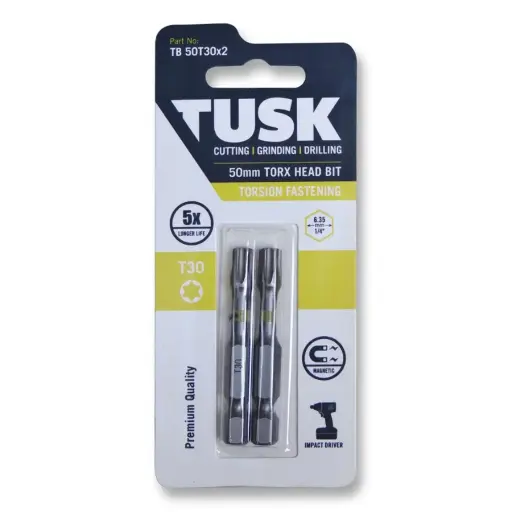 [TB50T30x2] TUSK Torsion Bits Torx Head 30 - 50mm (2 pack)
