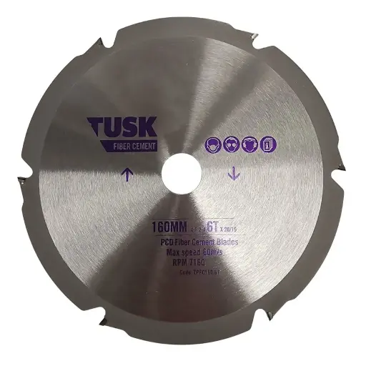 [TPFC1606T] TUSK PCD Fibre Cement Blade 160mm x 6 teeth x 20/16mm bore