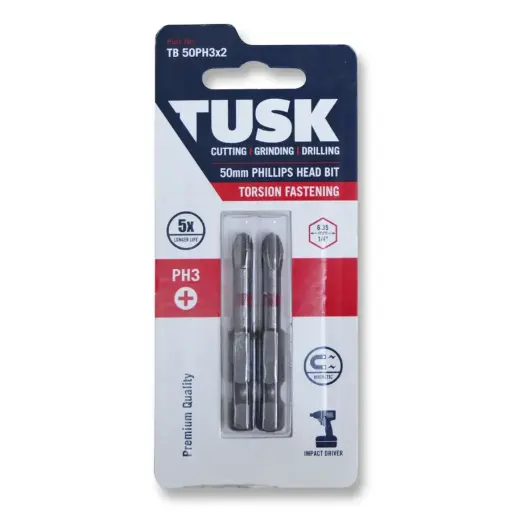 [TB50PH3x2] TUSK Torsion Bits Phillips Head 3 - 50mm (2 pack)